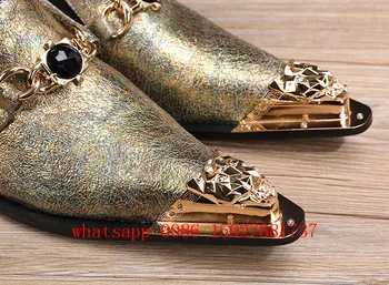 Choudory 2017 Mens Shoes Genuine Leather Diamond Dress Loafers Mens Wedding Flat Shoes Gold Dress Shoes For Men