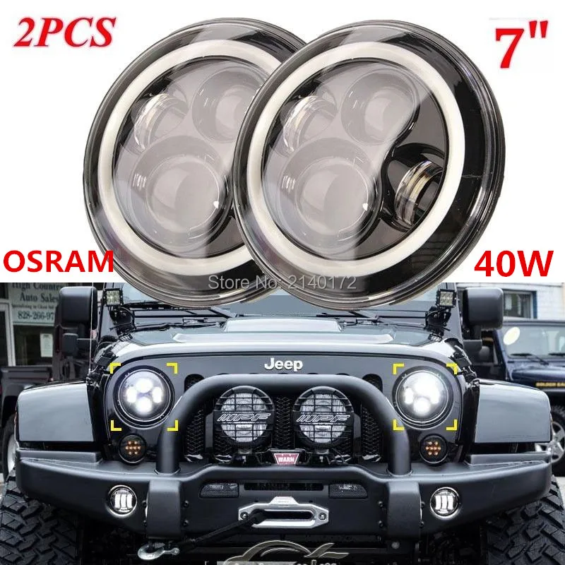 7INCH harley Daymaker LED Headlight with White/Amber Angel eyes Headlight Bulbs for Jeeps JK CJ Hummer H1 H2