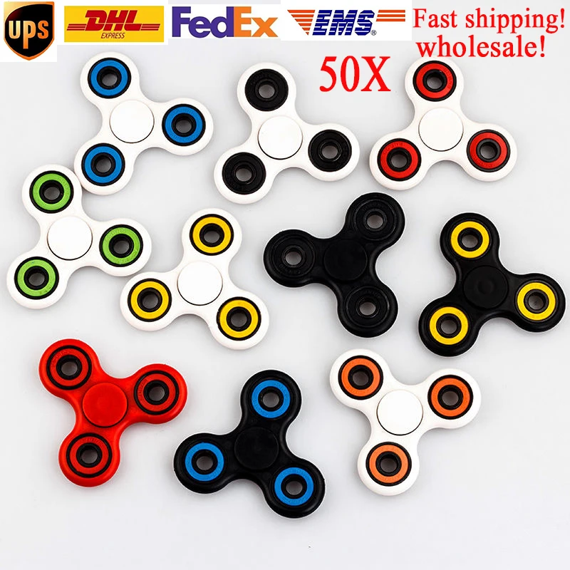 50pcs/lot Hand Finger Spinner Rotation Fidget ADHD Fingertips Relieve stress Gyro Gags Anti Stress Toys For Autism (Color Random