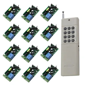 AC 85V 110V 220V 250V Intelligent Digital RF Wireless Remote Control Switch System + 12pcs Receiver for Garage Door/Blinds