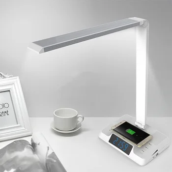 Folding eye protection lamp + Bluetooth audio + alarm clock + wireless charging study bedroom multi-function table lamp