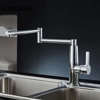 2016 New Design Brass Chrome Fold Kitchen Faucet Extension Hot and Cold Water Kitchen Faucet Mixer Tap Sink,Pot Filler