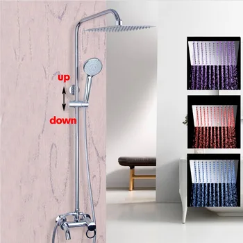 Modern Luxury LED Brass Chromed for The Bathroom Rain Shower Head Waterfall Rain Shower Set Mixer Tap