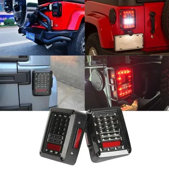 For Jeep Wrangler JK 07-15 Led Taillight Brake Light Reverse Light Signal Light Assembly Integrated Smoke SAE & D.O.T Approved