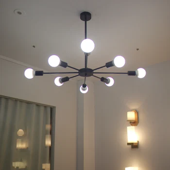 Vintage Bedroom Pendant Lights Multiple Rod Wrought Iron LED Pendant ceiling Hall Lights E27 Bulb Lamp for Living Room