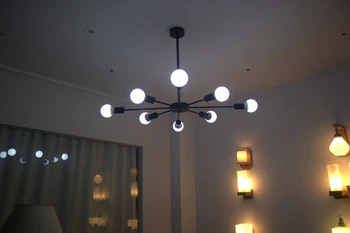 Vintage Bedroom Pendant Lights Multiple Rod Wrought Iron LED Pendant ceiling Hall Lights E27 Bulb Lamp for Living Room