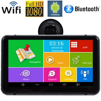 Android Car DVR GPS Navigator 7 Car GPS Navigation MTK Quad Core 512M 8G Bluetooth AV-IN Wifi 170 Degree Dash Cam FM Transmitter