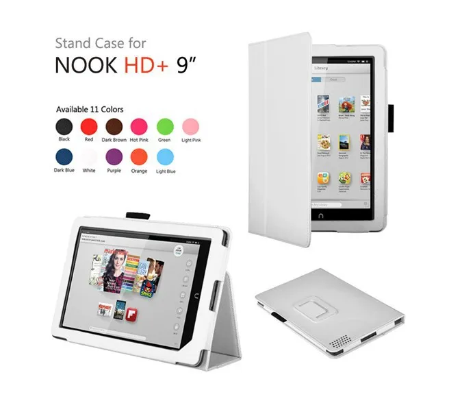 Magnetic Slim Stand Folio luxury leather case for Nook HD+ Plus 9