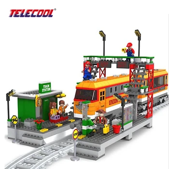 Super Large Train Station 857Pcs Building Blocks Set Railway Rail Train Building Blocks Bricks Toy Compatible with Lepin