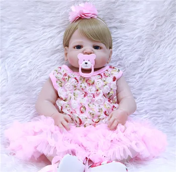 Full silicone body reborn girl baby doll toys 55cm newborn princess babies doll fashion birthday gift bebe bonecas