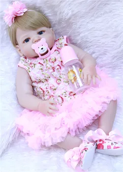 Full silicone body reborn girl baby doll toys 55cm newborn princess babies doll fashion birthday gift bebe bonecas
