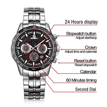 Brand men's watches stainless steel solar energy man watch fashion Casual waterproof 100m Wrist watches CASIMA #9906