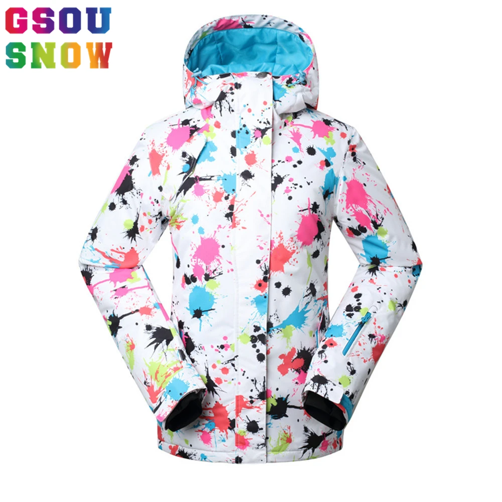 Gsou Snow Ski Jacket Women Winter Coats Waterproof 10000 Windproof Snowboard Jacket Female Cotton Pad Warm Ski Skiing Clothing