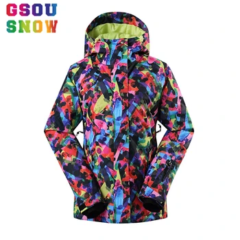 2017 Gsou Snow Snowboard Jacket For Women Outdoor Hooded Thermal Snow Ski Coats Waterproof Breathable Female Ski Winter Jackets