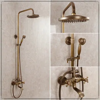Classic Bronze Shower Set Brass Water Saving Bathroom Shower Head Rain Bathroom Shower Faucet Set Ship From Russia