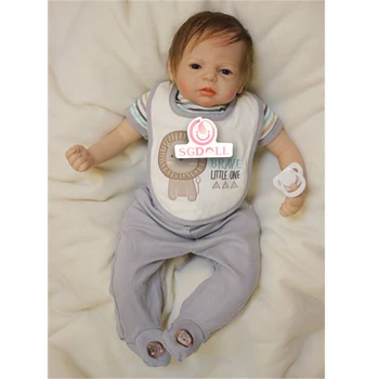 SGDOLL]2017 New 22''Handmade Lifelike Baby Girl Doll Silicone Vinyl Reborn Newborn Doll+Pacifier 17030215