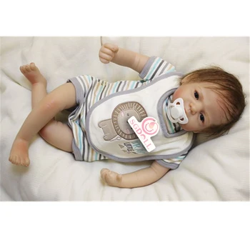 SGDOLL]2017 New 22''Handmade Lifelike Baby Girl Doll Silicone Vinyl Reborn Newborn Doll+Pacifier 17030215