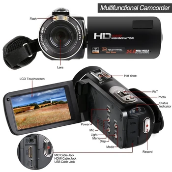 5Pcs/lot, DHL Wifi Camcorder Full HD 1080P 30FPS Portable Digital Video Camera with External Microphone (HDV-Z20)