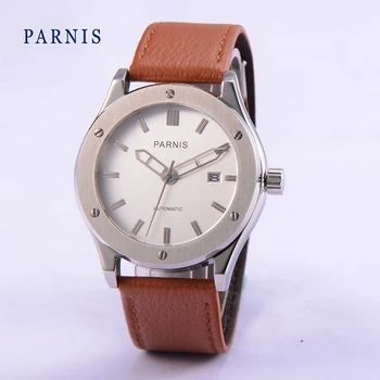 Sale Mens Mechanical Watch Relojes Parnis 41mm Leather Tourbillon Automatic Watch Men Date Waterproof Military Men Wristwatch