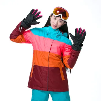 2017 New Ski Jackets Women Winter Patchwork Style Ladies Professional Snowboard Jacket Warmth Thicken Waterproof 10000 Skiwear