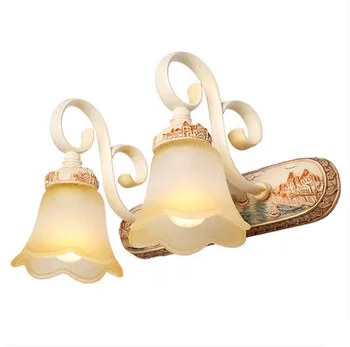 American style nostalgic carved glass glass wall Lamps Rural warm mirror front light for bedside&porch&bathroom&TV wall ZLBD046