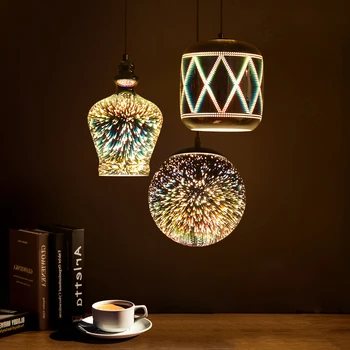 Led e27 Colorful 3D Effect Iron Glass LED Lamp LED Light.Pendant Lights.Pendant Lamp.Pendant light For Dinning Room Foyer