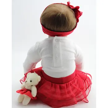 21.5inch Baby-reborn girl doll handmade doll soft silicone vinyl fashion Denim skirt lifelike boneca reborn baby toys for kids