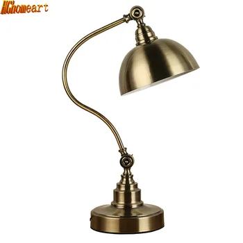 HGhomeart American Retro E27 Copper Table Lamp Simple Bedroom Bedside Learning Light Iron Eye Lamp