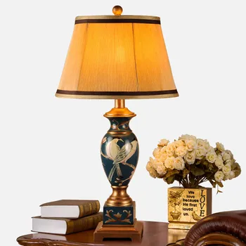 TUDA American style vintage table lamps bedroom bedside lamp LED lamp retro rural hand-painted table lamp
