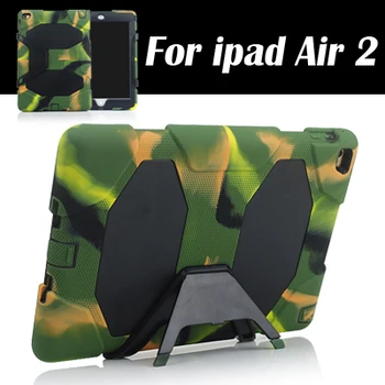 Military Stand Clip Case Cover for iPad air 2 case,Defender Soft Silicone Thick Case Drop Resistance Shock Proof for iPad air 2