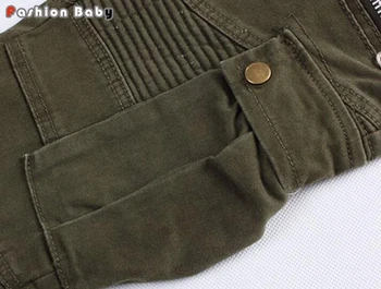Men's Multi-pockets Patchwork Army Green Jeans Pant Slim fit Fashion Cool Straight Military Pencil Jeans Hot New