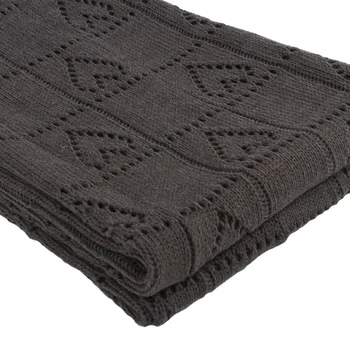 Sinogem 130x170cm Gray Heart Shaped Knitted Blanket Acrylic Weave Tippet With Super Soft Blanket Cover Double Cable Knit