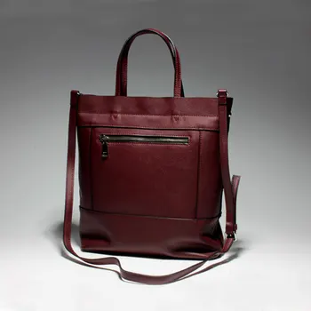 Brand Genuine Leather Woman Tote Handbags Ladies Real Leather Bags Shoulder Bag Vintage Casual Cow Skin Female Bags T47