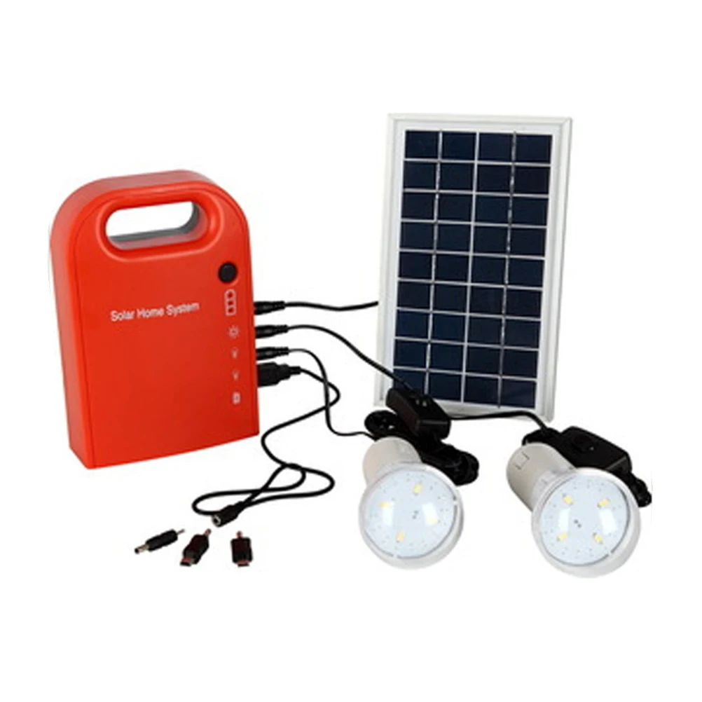 Portable Large Capacity Solar Power Bank Panel 2 LED Lamp USB Cable Battery Charger Emergency Lighting Solar Generator System