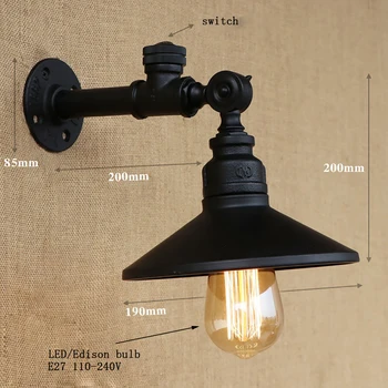 Industrial Loft Iron Rust Water Pipe Retro Wall Lamp Vintage E27 Sconce Lights With Switch For Bedroom Restaurant Bar luminaire