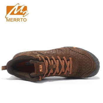 MERRTO Mens Hiking Boots Leather Outdoor Hiking Trekking Boots For Men Sports Shoes Man Trekking Shoes Climbing Mountain Boots