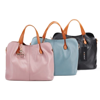 Dusun Genuine Leather Bag Simple Vintage Style Shoulder Bag Womens Brand Design Handbag women litchi Messenger Bags Casual Tote