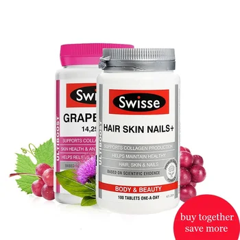Swisse Women Dietary Vitamins Minerals 100Tabs+Grape Seed 180Tabs Hair skin&nail health Collagen for frail splitting thin nails