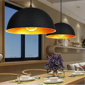 Modern black pot cover semicircle style Retro Droplight Bar Cafe Bedroom Restaurant American Country Style Hanging Lamp
