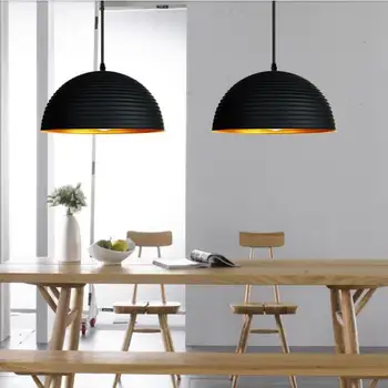 Modern black pot cover semicircle style Retro Droplight Bar Cafe Bedroom Restaurant American Country Style Hanging Lamp