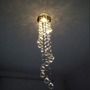 D20CM Modern led Spiral Crystal Chandelier Light Fixtures Long Stair Light for Staircase Hotel Foyer Decoration Living Room Lamp