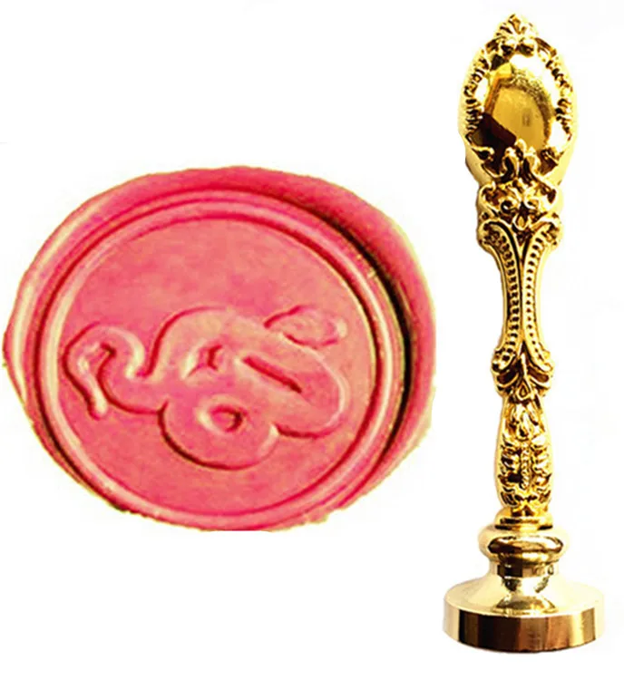 Luxury Wax Seal Sealing Stamp Vintage Snake Custom Picture Logo Brass Peacock Metal Handle Gift Set
