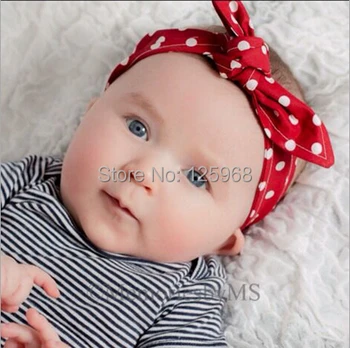 New Red/Pink/Purple Polka Dots Hair Bows Baby Headband Fashion Children Hair Accessroies Bowknot Hair Bands