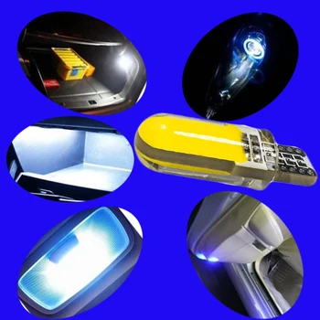 10x T10 194 2825 W5W COB LED Silica gel Waterproof Wedge Light Car marker light reading dome Lamp Auto parking bulbs 12V