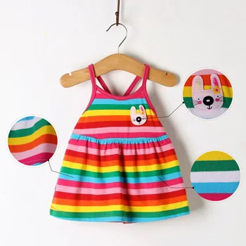 Newborn Baby Girls Striped Dress Kid Sleeveless Beach Sundress 0-18 Months