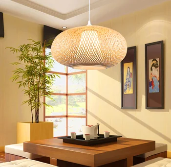 Classical rustic hand knitting bamboo round Pendant Lights Southeast Asia vintage E27 LED lamp for porch&parlor&stairs LHDD022