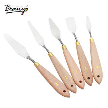 Binayo 5Pcs Oil Knives Artist Crafts Stainless Steel Spatula Palette Knife Set For Oil Painting Mixed Scraper Art Supplies