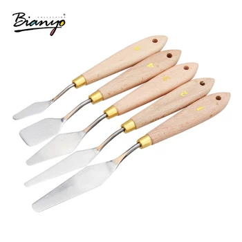 Binayo 5Pcs Oil Knives Artist Crafts Stainless Steel Spatula Palette Knife Set For Oil Painting Mixed Scraper Art Supplies