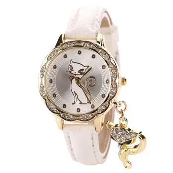 Ladies watches Cat pattern metal case Belt watch quartz watch relogio feminino luxo