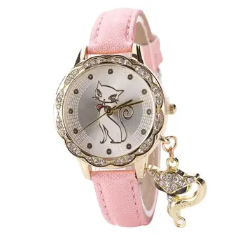 Ladies watches Cat pattern metal case Belt watch quartz watch relogio feminino luxo